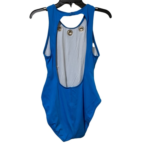 Vintage Adrienne Vittadini Blue & Gold One Piece Swimsuit - Picture 3 of 6